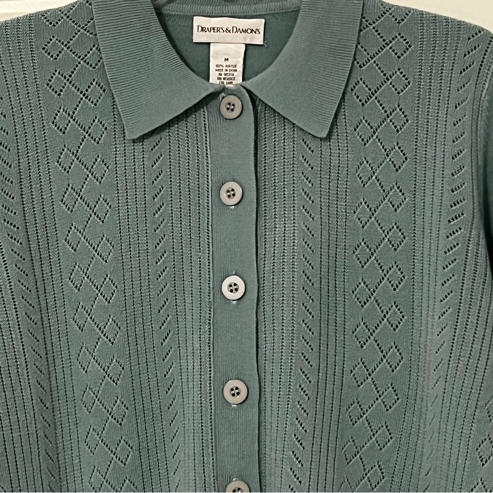 DRAPERS & DAMONS button down blouse and cardigan medium - Picture 10 of 10
